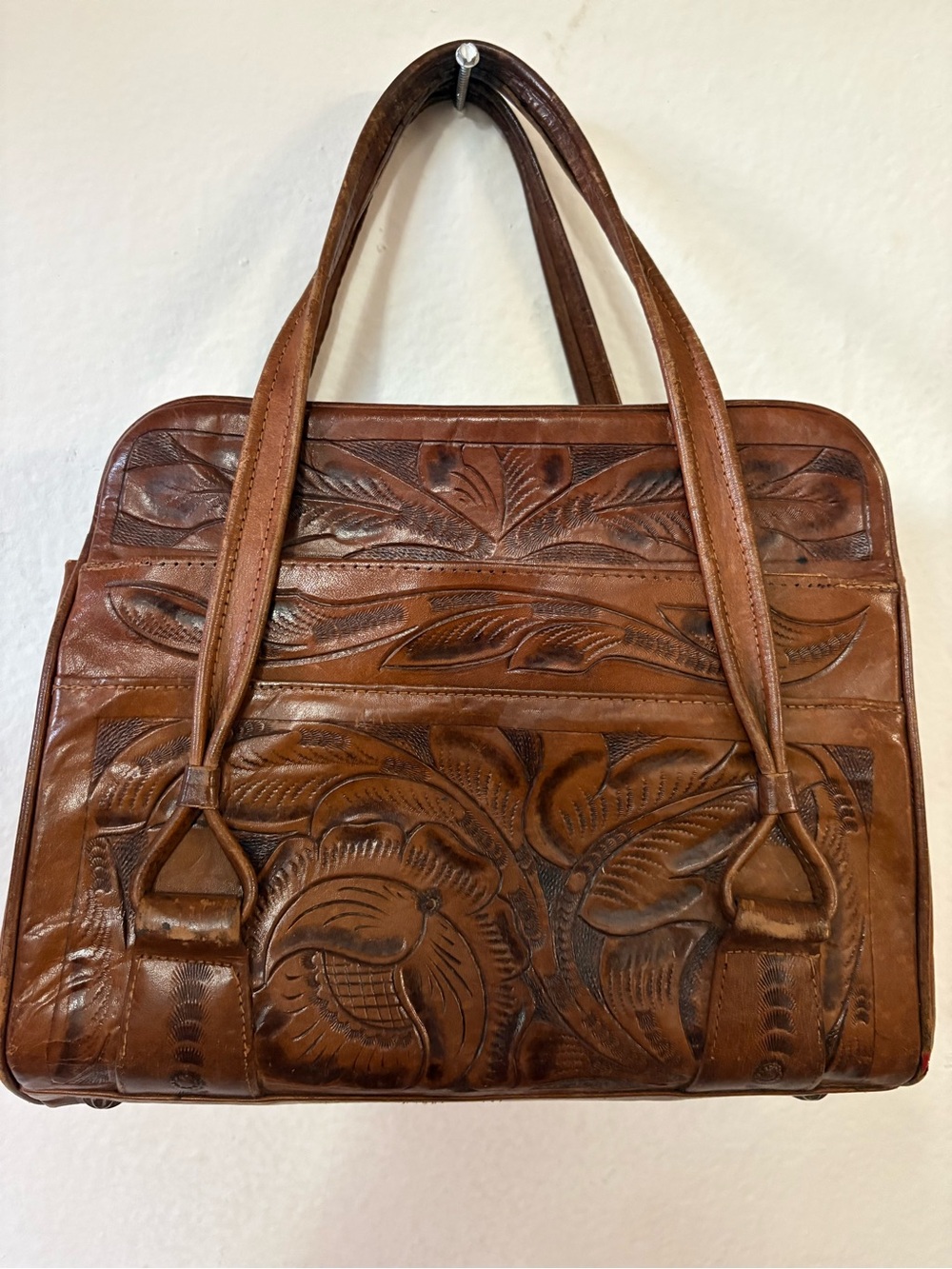 VTG 1970's IDEAL Hand-made Genuine Leather Purse Handbag Mexico